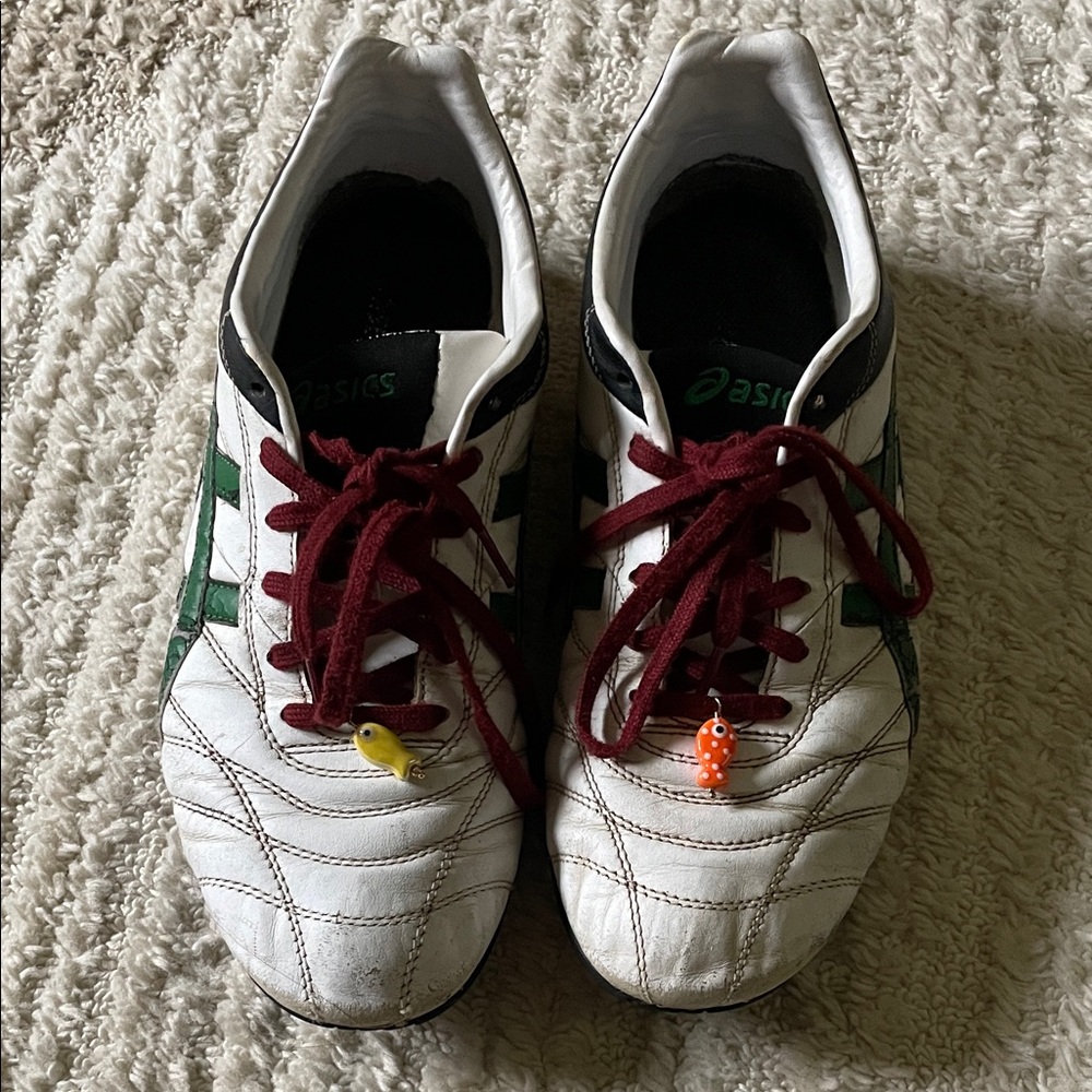 ASICS RARE JAPANESE White Sneakers with Green and Red Accents - Picture 1 of 4